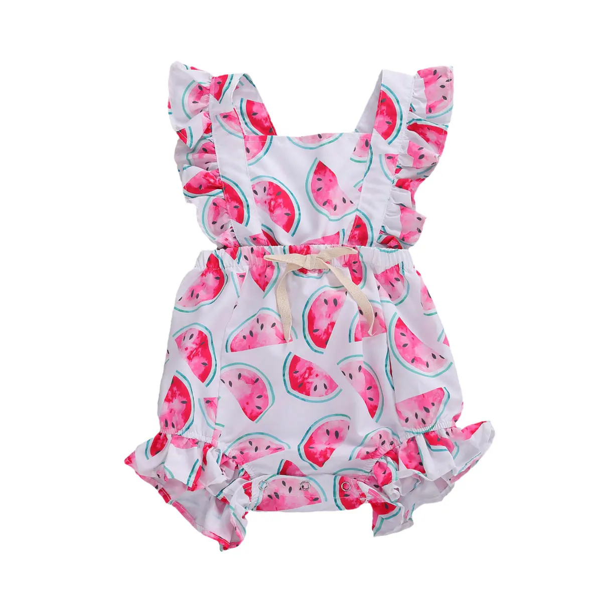 

3-18M Newborn Infant Baby Girls Watermelon Romper Ruffles Jumpsuit Playsuit Summer Sleeveless Baby Girl Clothes Costumes