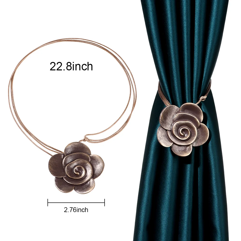 

Retro Metal Durable Mounted Hooks Practical Curtain Holdback Wall Hanger Resin Flower Curtain Buckle Home Decor Accessories