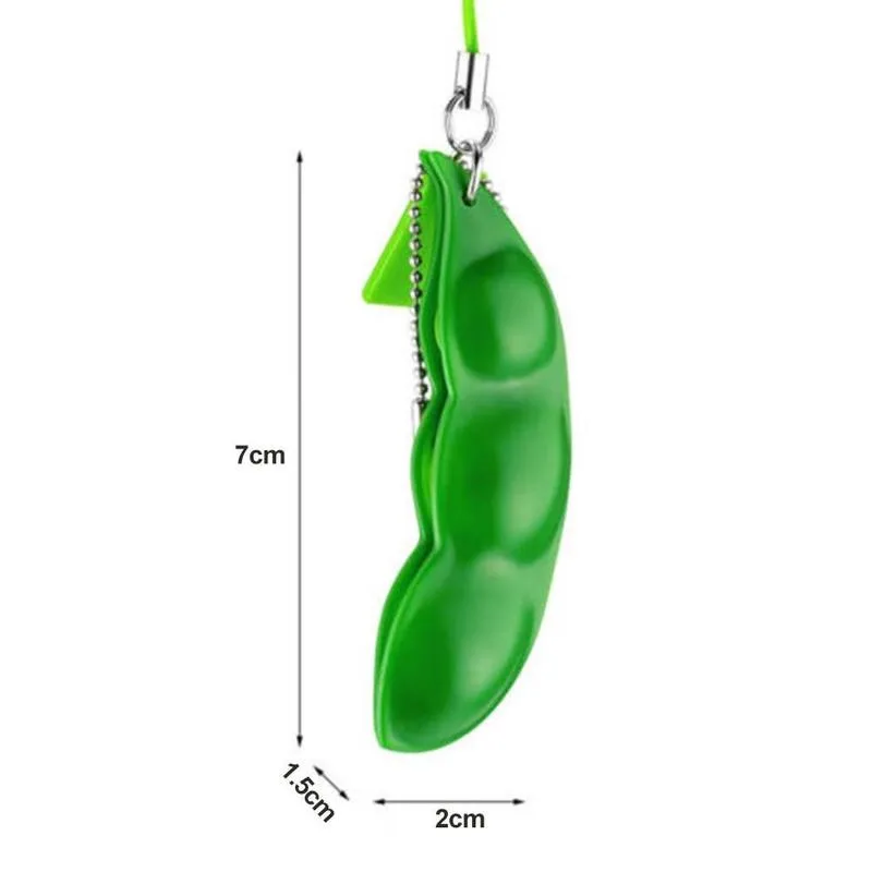 

Pea Popper Toy Expression Chain Key Pendant Ornament Stress Relieve Decompression Toy Antistress Unlimited Squeeze Edamame