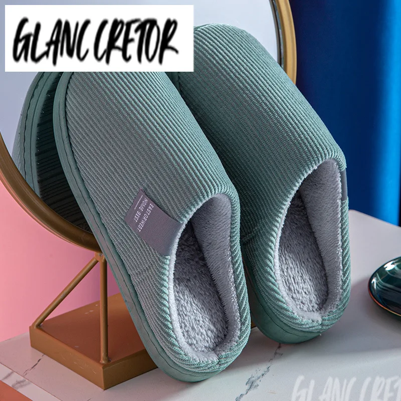

Зимние теплые хлопковые тапочки для женщин и мужчин, домашняя обувь, простые Нескользящие домашние тапочки, шлепанцы из вельвета для пар, же...