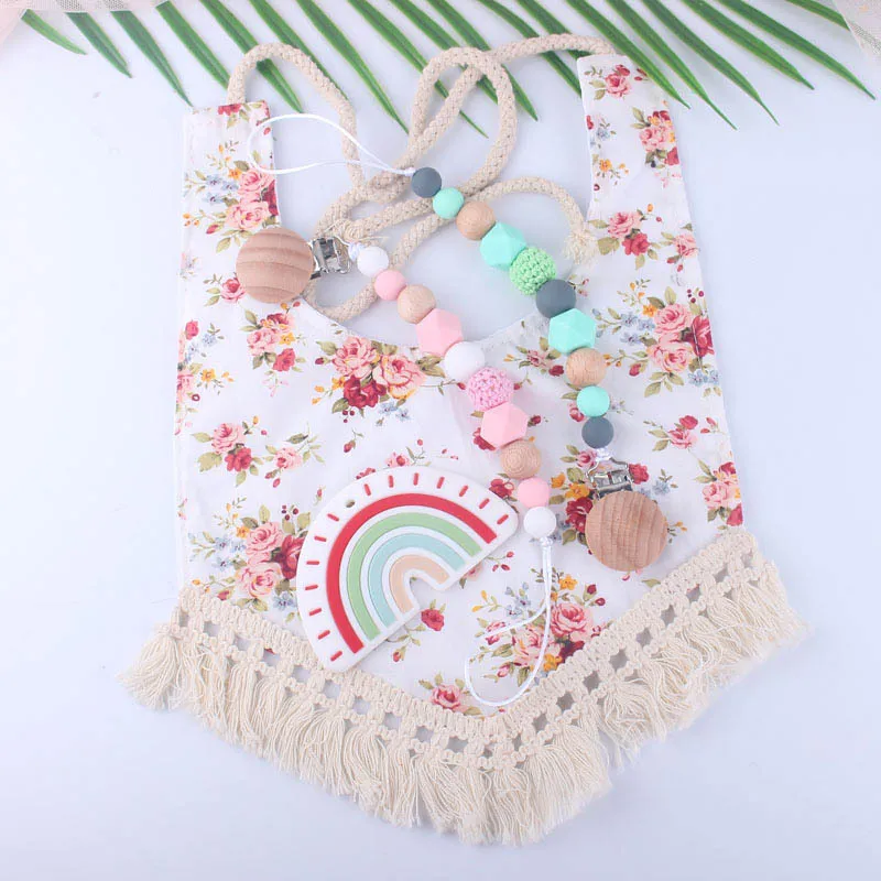 Зажим для пустышки детские силиконовые бусины прорезывания зубов держатель