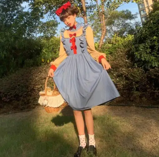 

Mothybot Snow White Lolita Classical Sweet Girl Dress Cute Soft Sister Lolita Group OP Dress