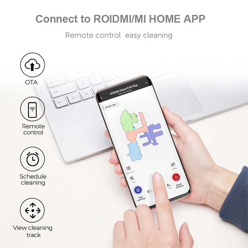 

ROIDMI EVE Plus Robot Vacuum Cleaner with Smart Dust Collection Mop Cleaner Support Mi Home APP Control Google Assistant Alexa