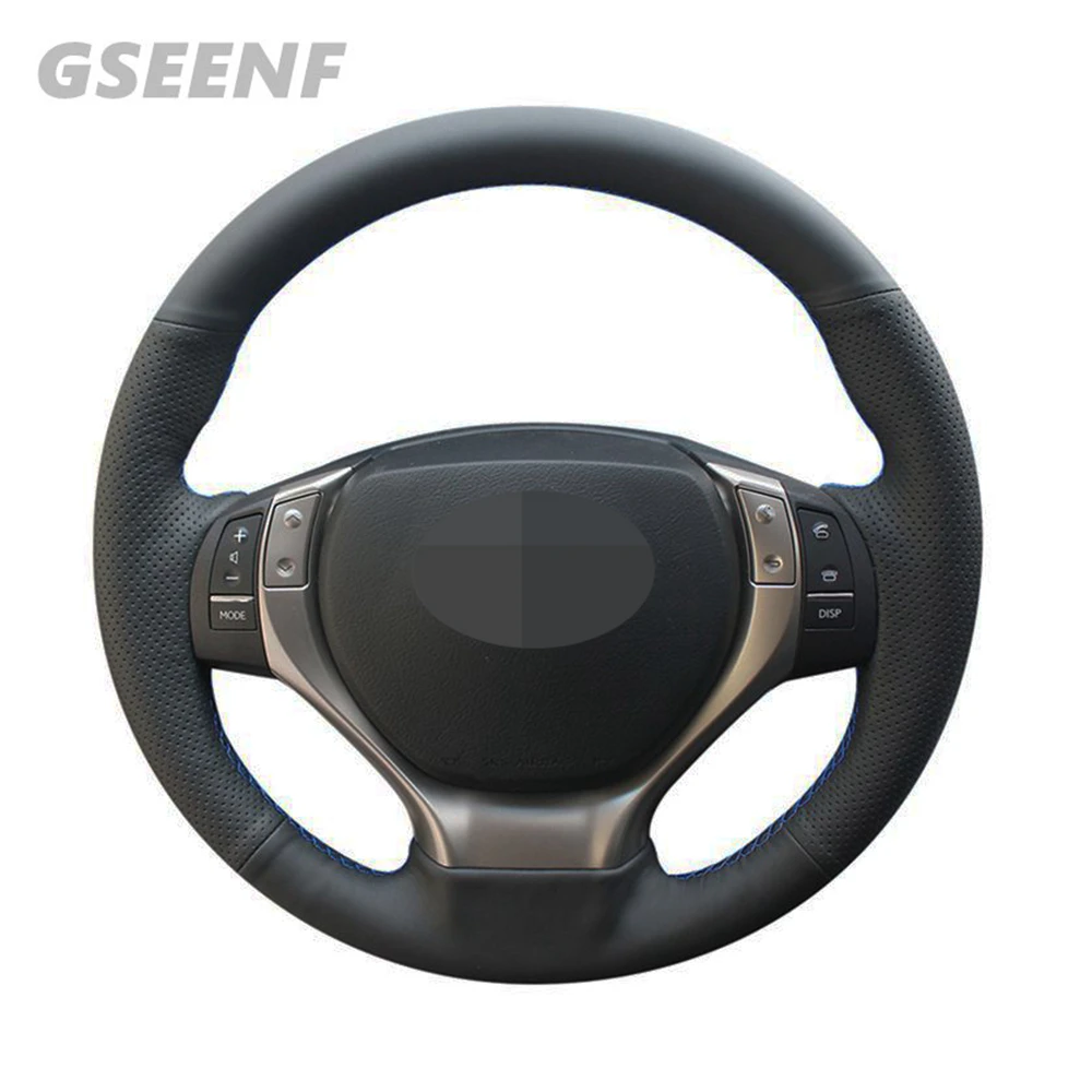 

For Lexus ES250 ES300h RX270 RX350 GS250 GS300h Car Steering Wheel Cover Wearable Black Hand-stitched Genuine Leather