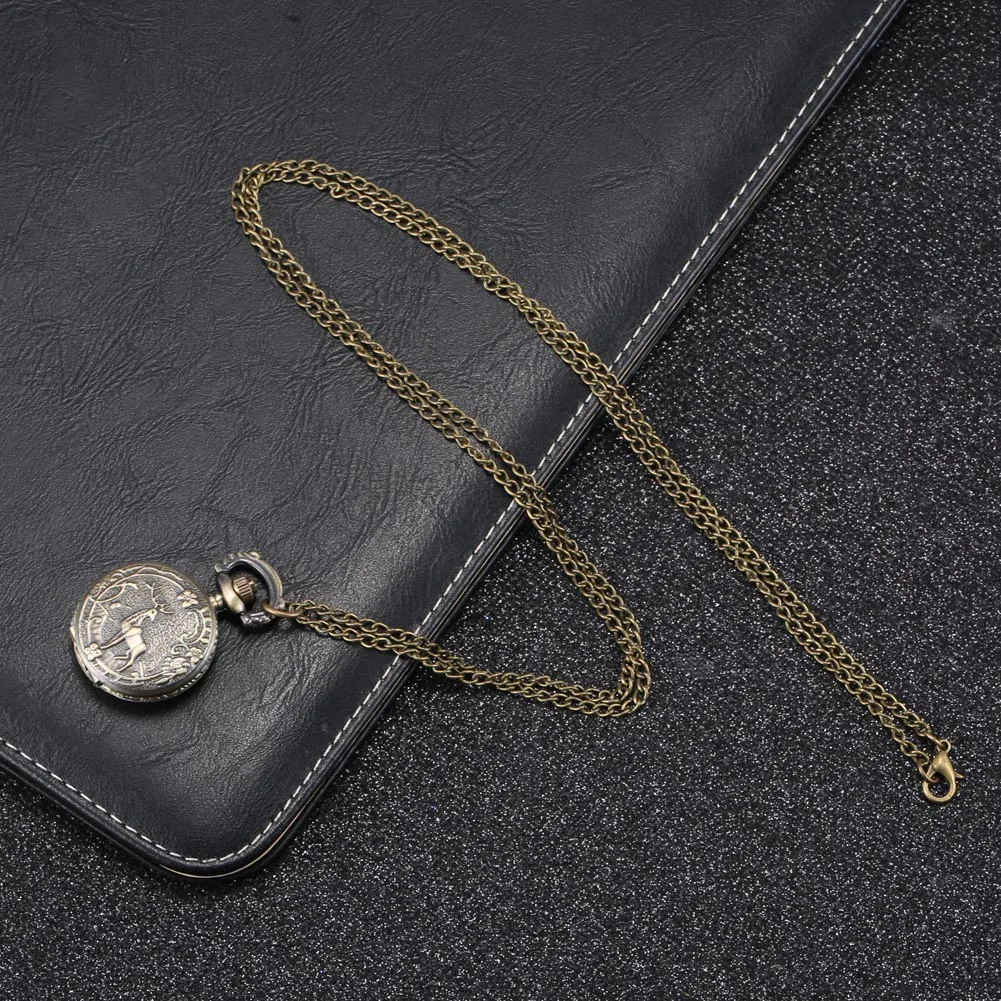 Модные Винтажные кварцевые карманные часы в стиле ретро сплав олень резьба