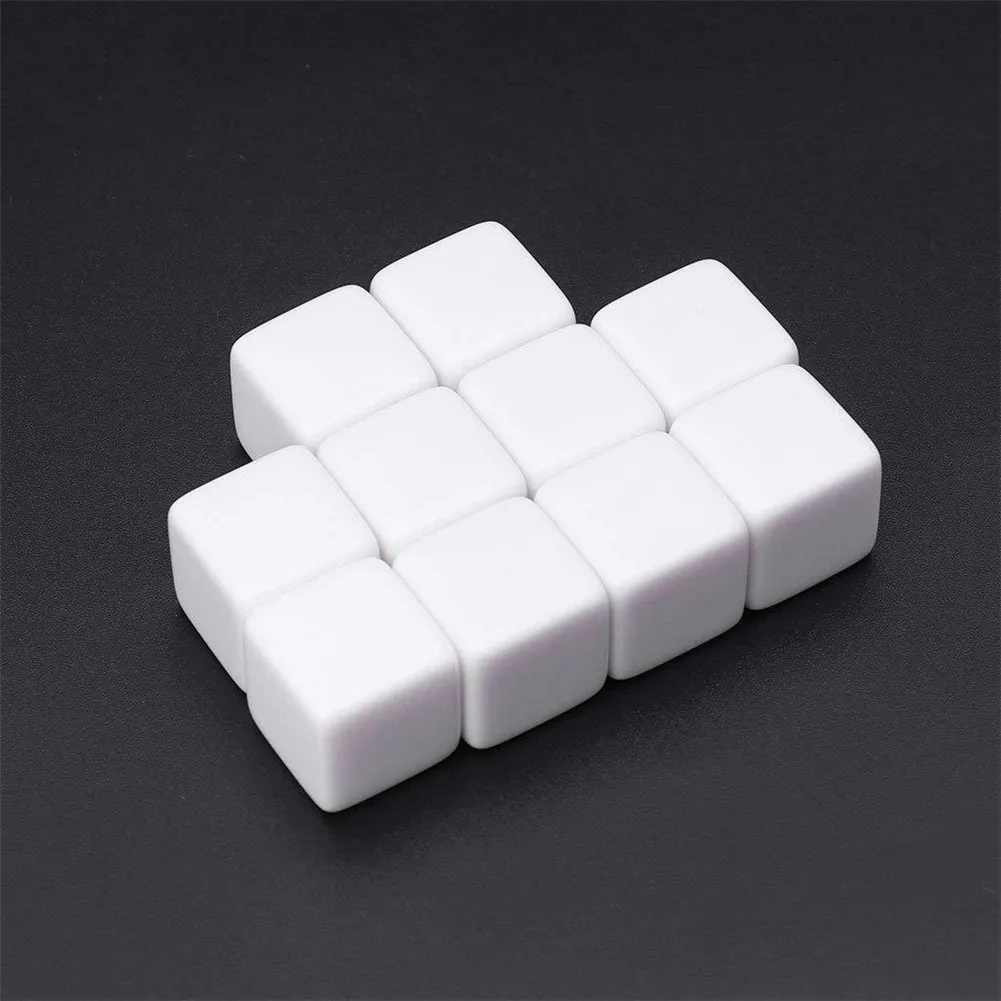 Hot Sale 20pcs Standard Size Blank Dice D6 Six Sided Acrylic RPG Gaming 16mm White For Boardgame Playing Game Accessories | Спорт и