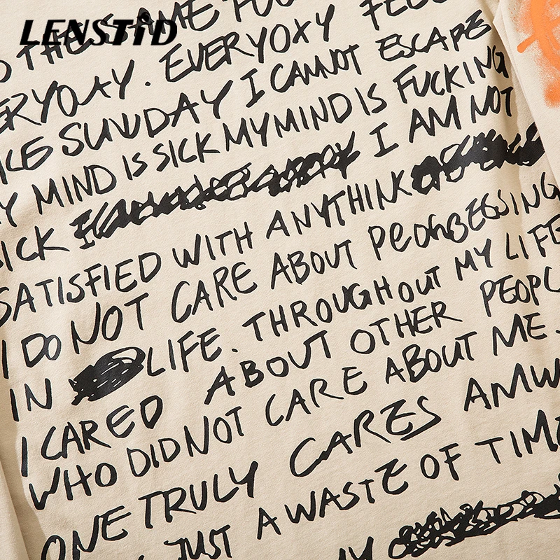 Футболка LENSTID мужская оверсайз в стиле хип хоп уличная одежда Харадзюку с