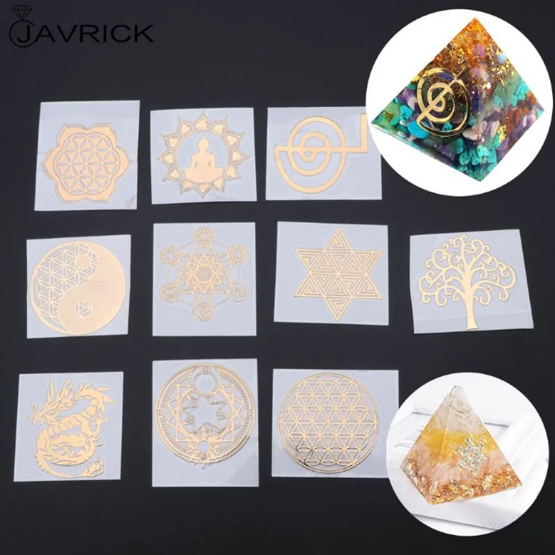 

30Pc 7 Chakra Copper Energy Tower Orgonite Sticker Flower Life Tree Pyramid Epoxy Resin Fillings Material Jewelry Making