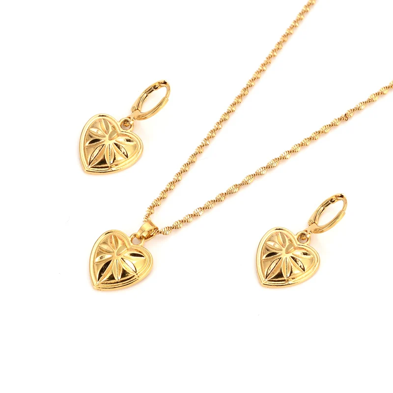 Золотой Дубай индийское сердце комплект ювелирных изделий в африканском стиле