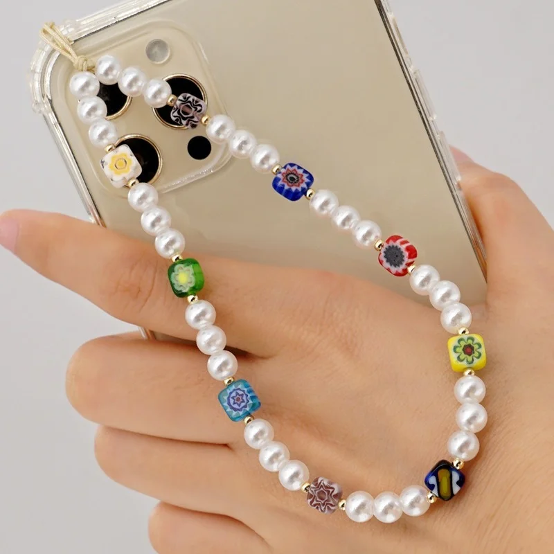 

2021 New Resin Mobile Phone Strap Lanyard Women Colorful Smile Soft Pottery Rope for Cell Phone Case Hanging Cord Accessories