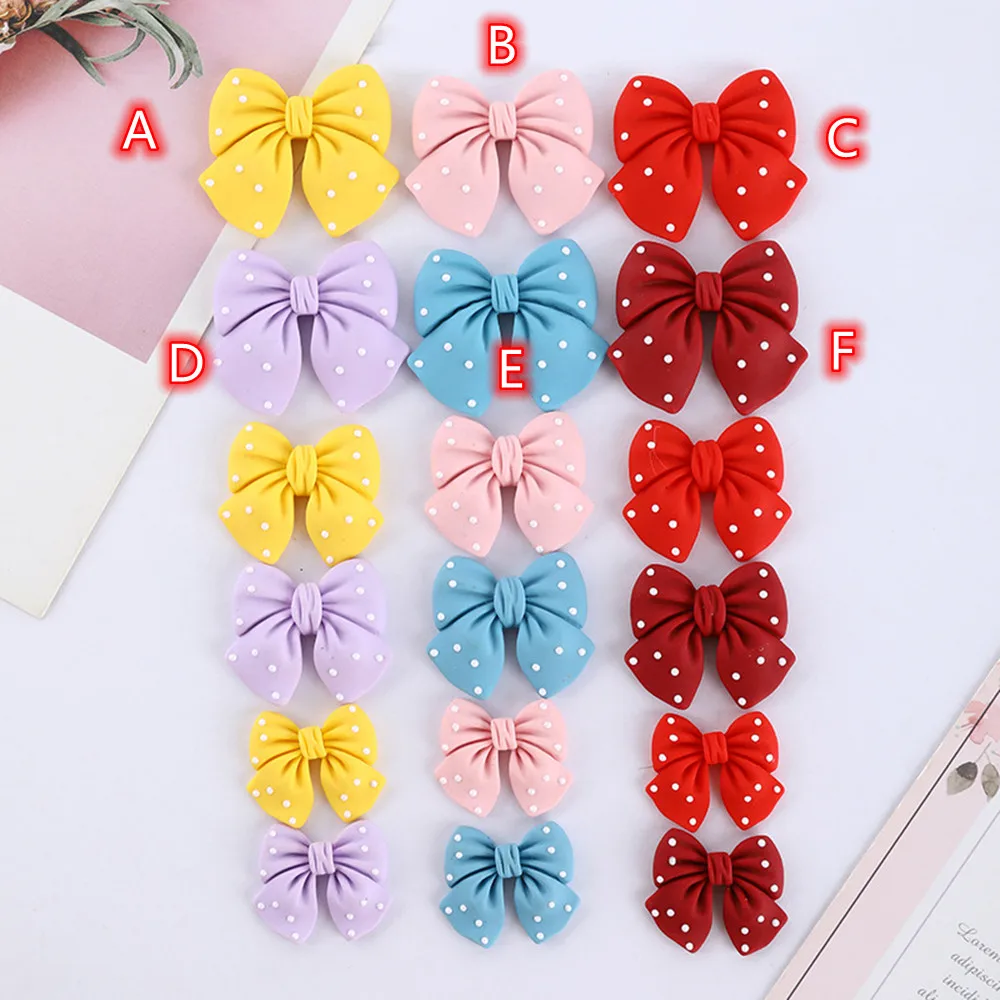 

Bow Cabochons 10pcs Colorful Dotted Bowtie 35mm 30mm 23mm Bow Knot Resin Cabochon Flatback for Scrapbooking Resins Accessories