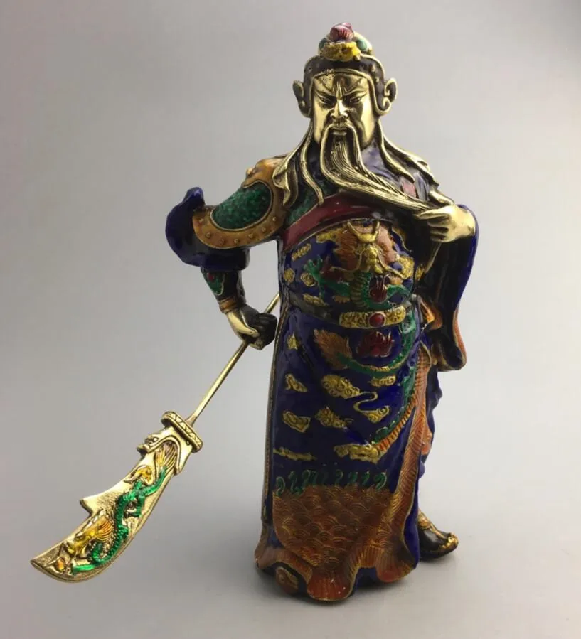 

Archaize brass cloisonne Martial arts God of Wealth Guan Yu consecrate crafts statue
