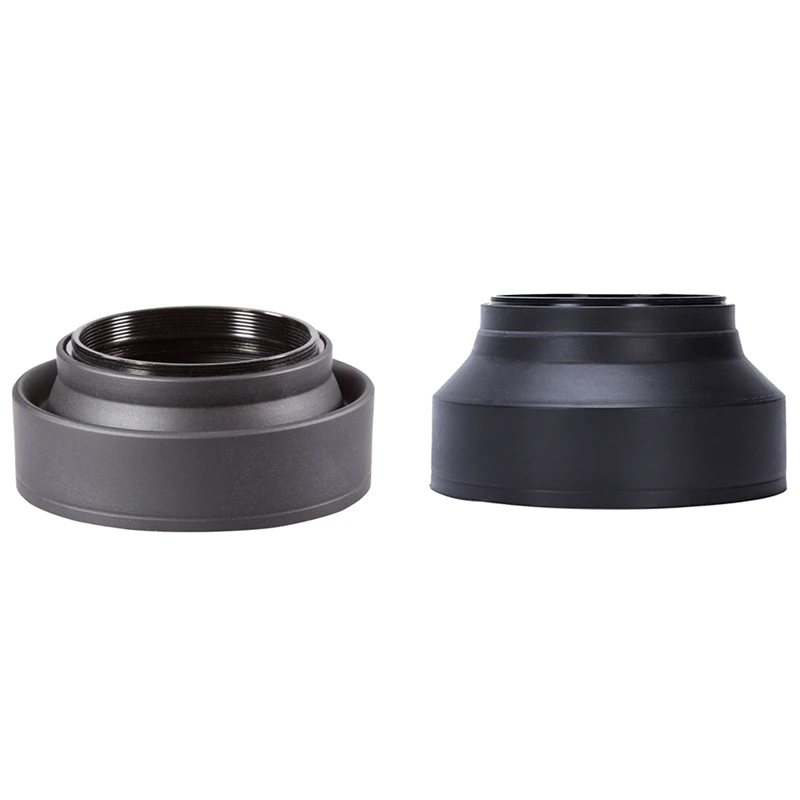 

2 Pcs Black Rubber Lens Hood For DSLR Camera, 52Mm & 67Mm