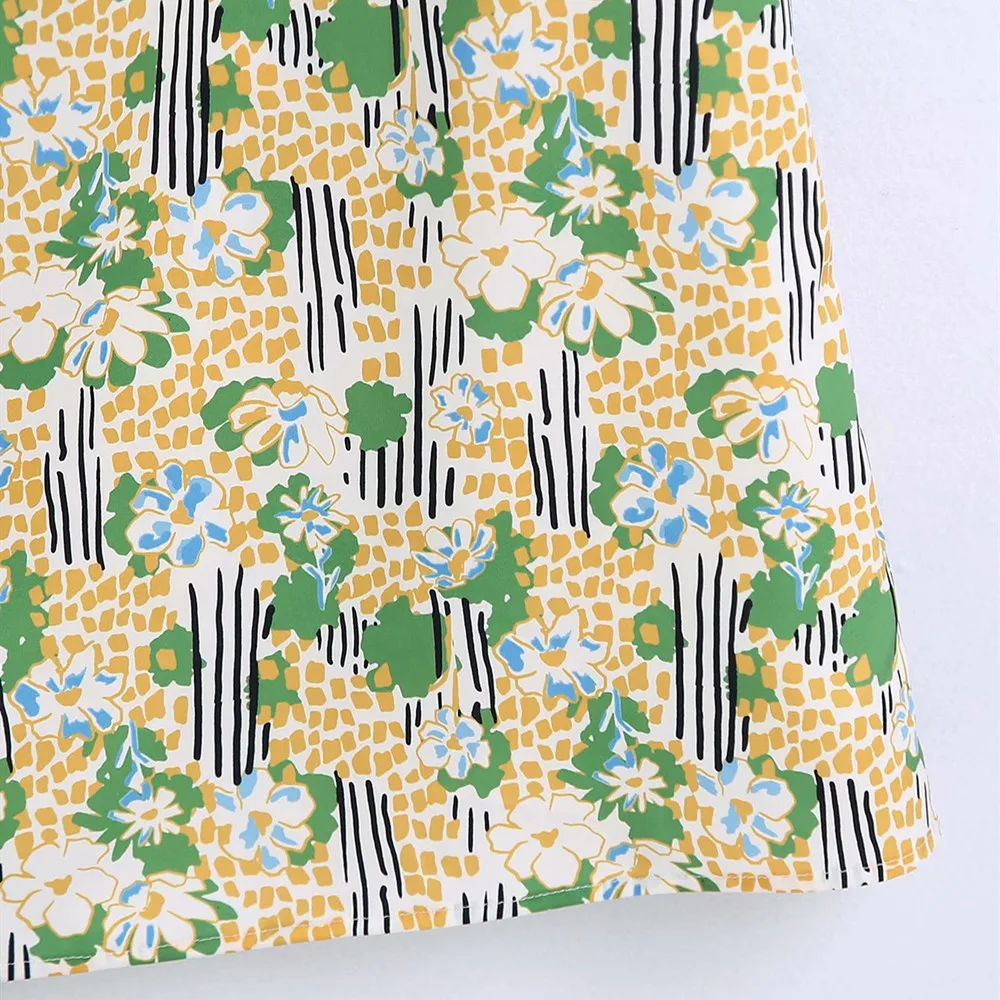 

2021 ZA summer new women's retro printed neck dress RA 0085123 0085/123