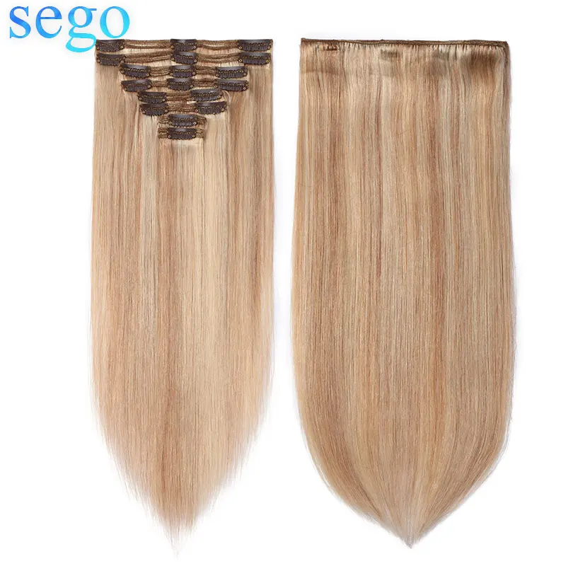 SEGO 110g 170g прямолинейный скрепка в Пряди человеческих волос для наращивания волосы