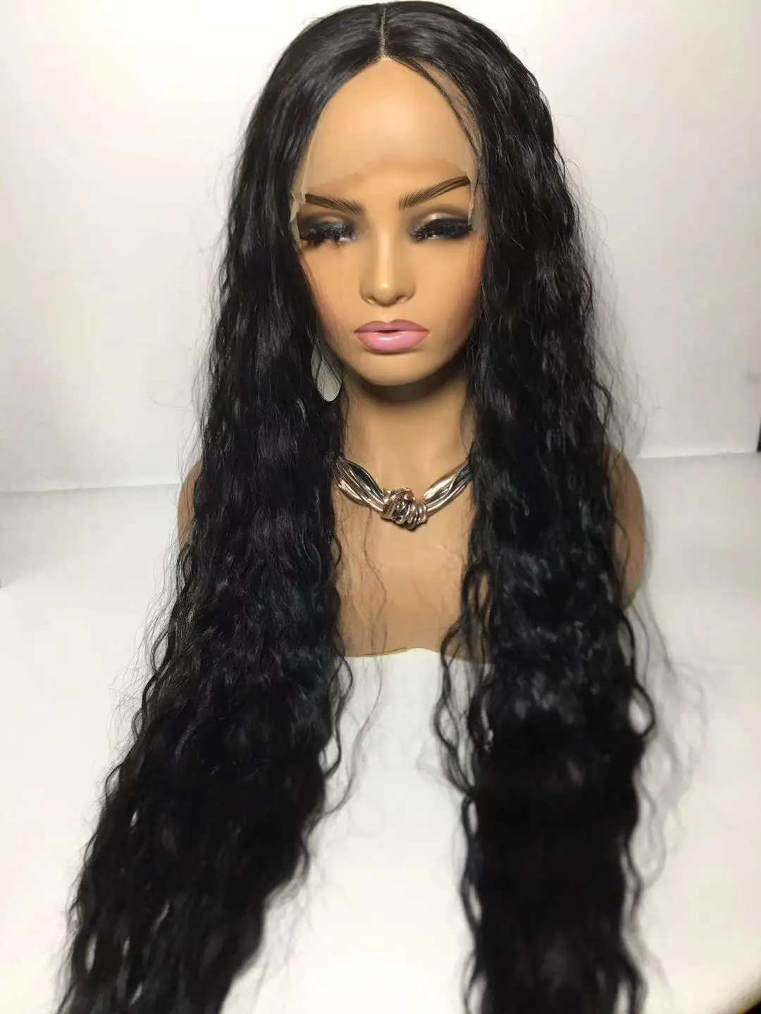 Beautiful synthetic curly wig 30inches with hand made T frontal