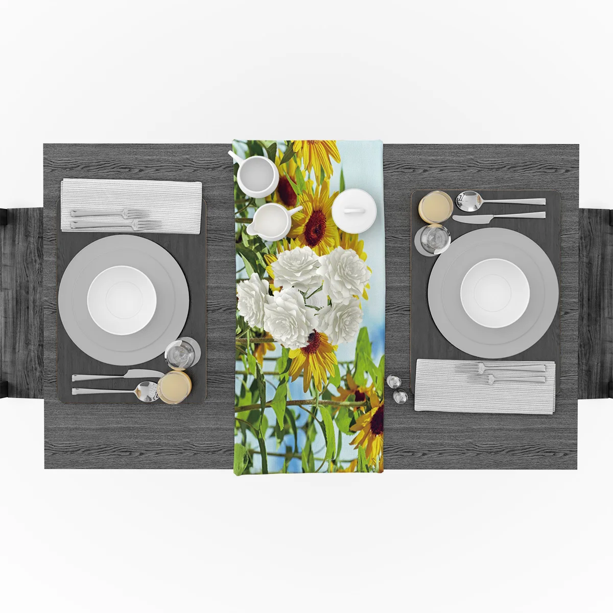 Подсолнечное поле настольная дорожка с цветами Настольный Флаг украшения для