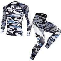 new fashion mens sportswear set spring and autumn two piece round neck long sleeve slim fit fitness fast dry outdoor trend