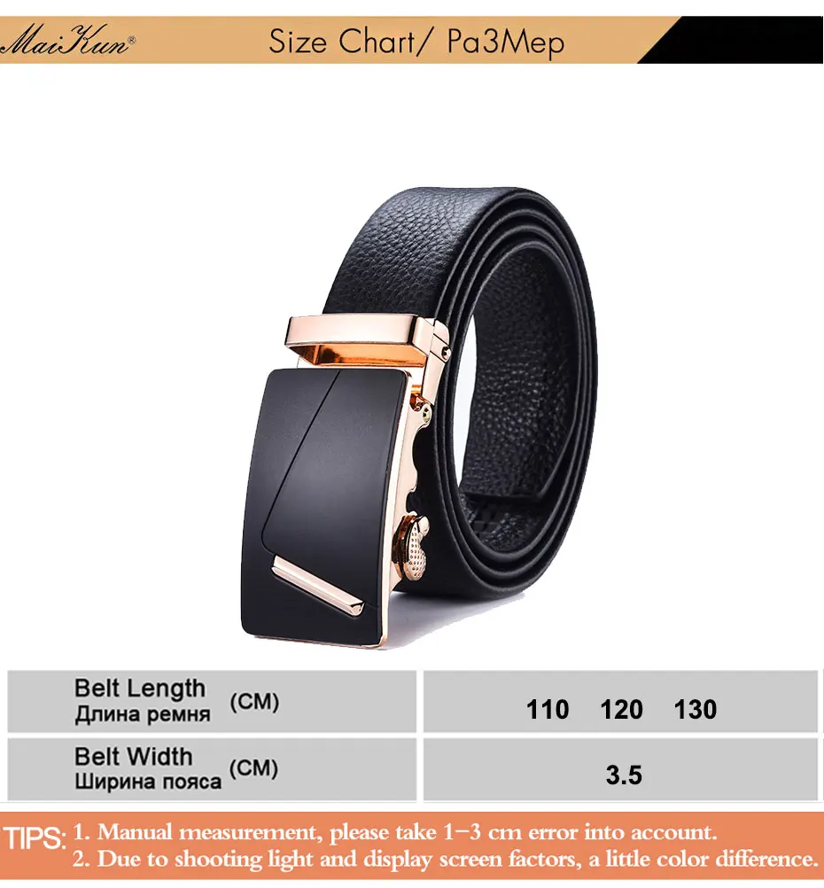 

Maikun Luxury Design Men's Genuine Leather Alloy Automatic Buckle Belt Four Seasons Fashion Trend Cowskin Business Belt For Men