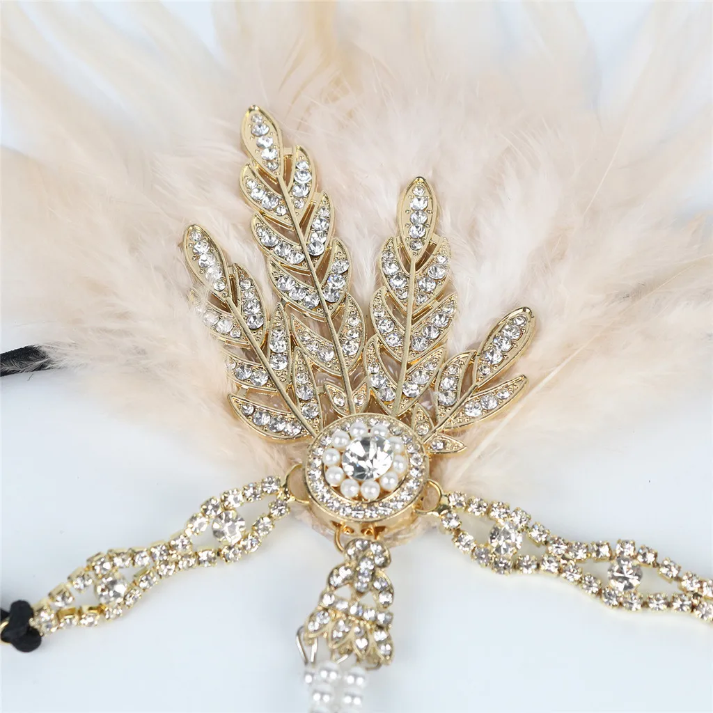 

Fashion Feather Flapper Headband Women Elegant Hat Strap Flower Feather Wedding Party Hair Clip Girls Turban Headband Headpiece
