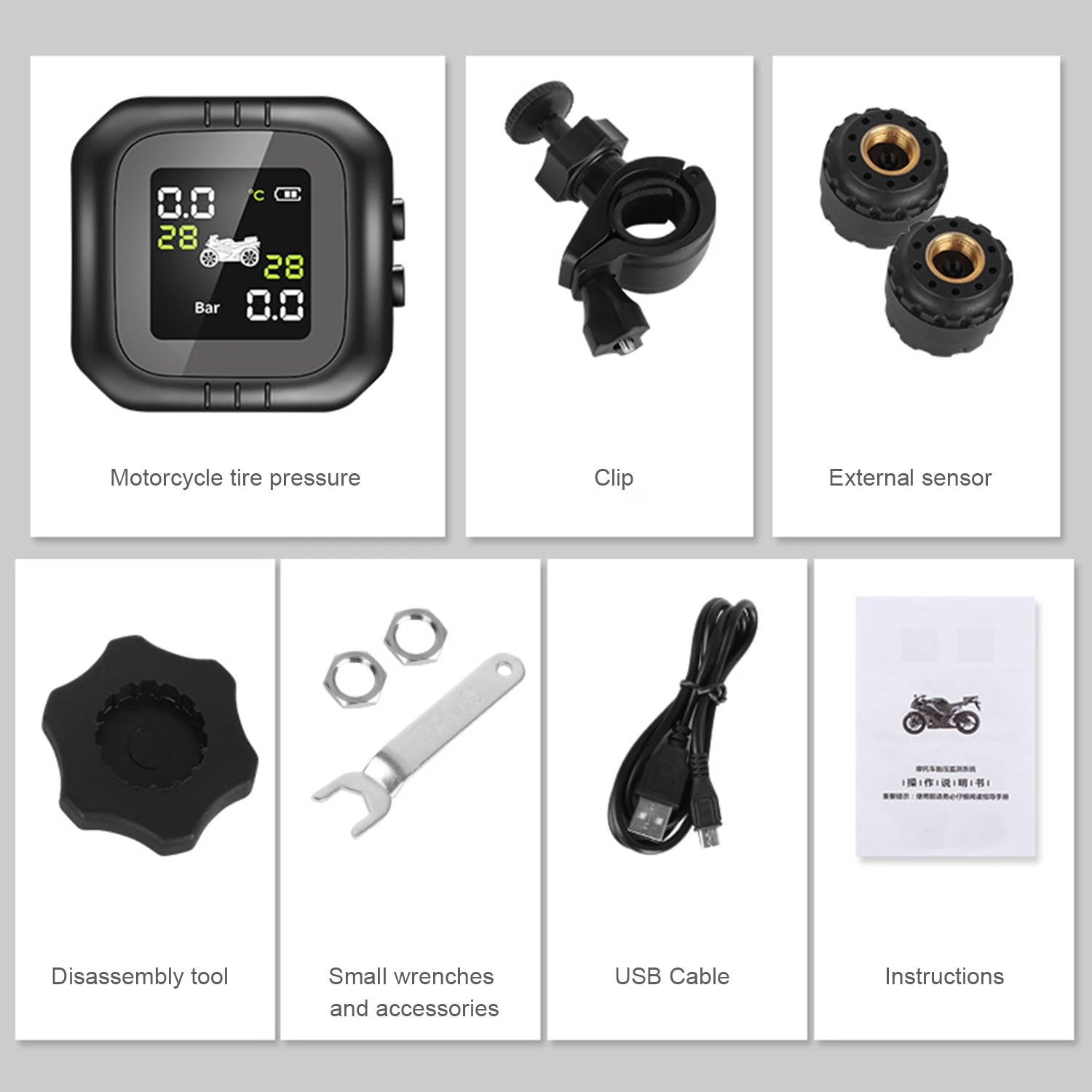 Водонепроницаемый беспроводной TPMS температура мотоцикла давление в шинах