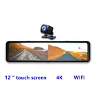 Зеркало заднего вида автомобильное, 12 дюймов, Ultra HD, 4K, с сенсорным экраном, с двойной записью, с Wi-Fi, ночным видением, задним ходом