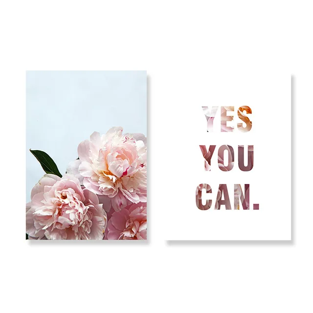 

Pink Flowers Letter Posters And Prints Modern Quotes Plants Words Wall Art Canvas Painting Nordic Poster Cuadros Unframed
