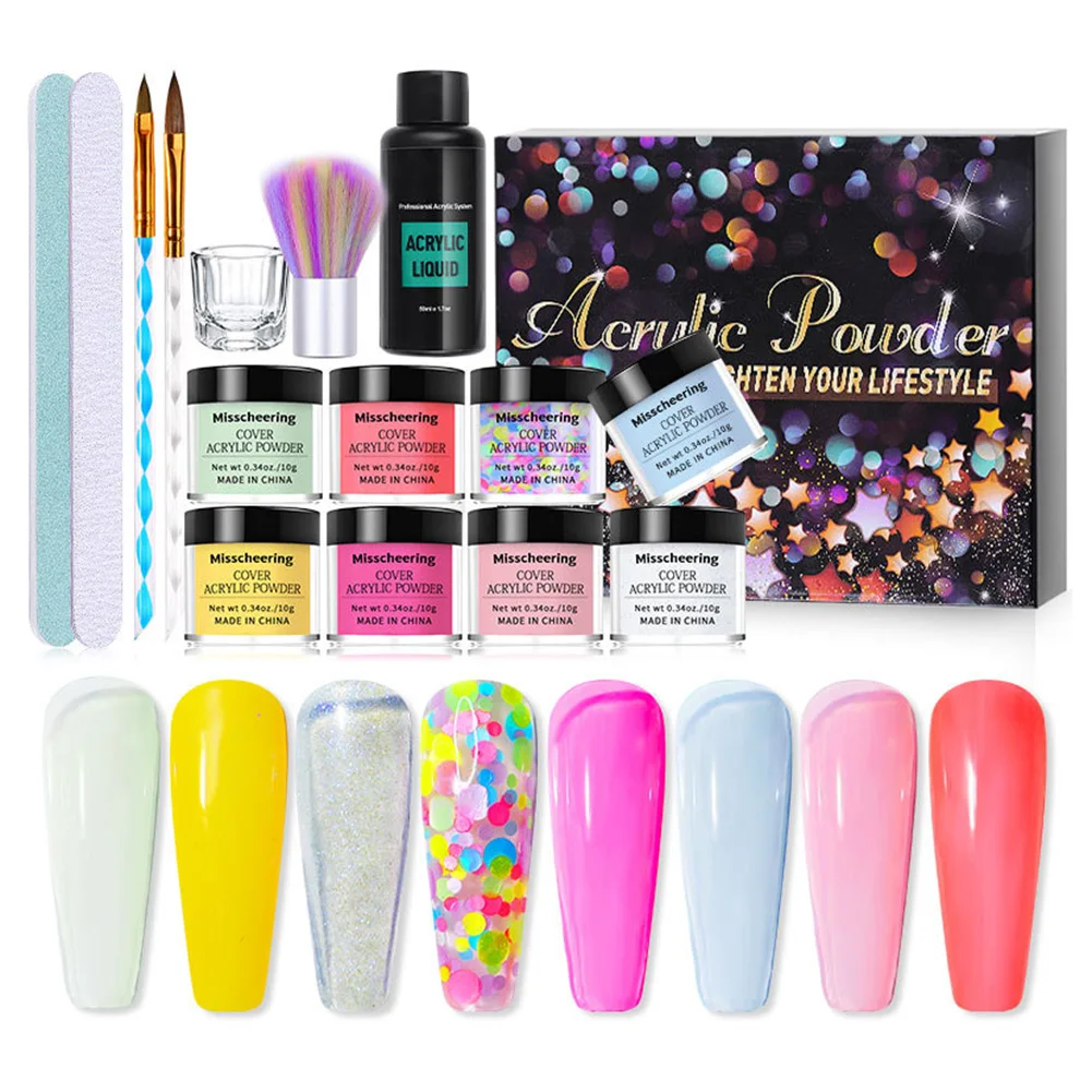 

8 Colors Nail Acrylic Powder Set Professional Monomer Acrylic Liquid Nail Art DIY Kit for Nail Art Extension Manicure Tool