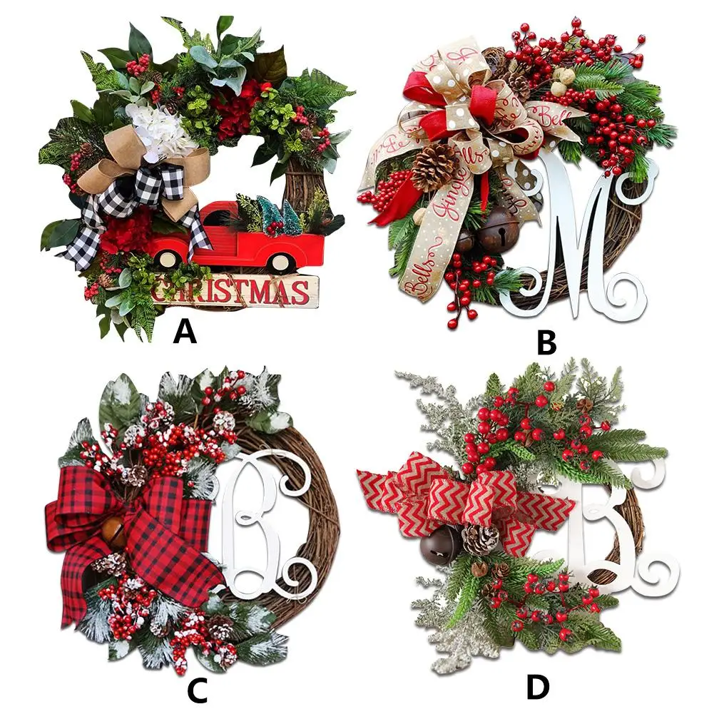 30 см светодиодный Рождественский венок с искусственными сосновыми ягодами и