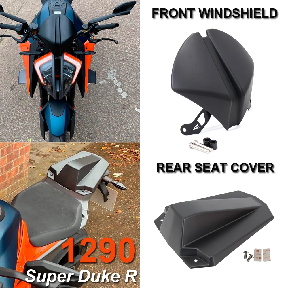 

NEW For 1290 Super Duke R 2020 2021 Front Windscreen Windshield Airflow Wind Deflector and Rear Seat Cover Fairing Seat Cowl