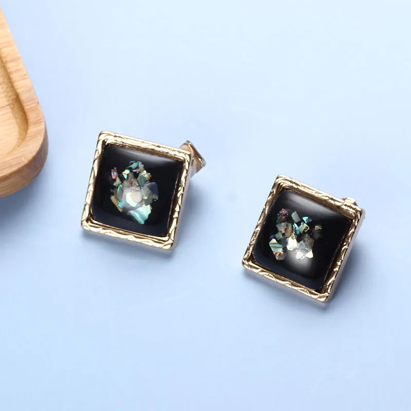 Серьги-гвоздики клипсы для девочек квадратные полимерные серьги-клипсы в