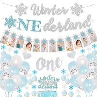 1st birthday decorations for boys frozen themed birthday party supplies snowflake photo banner winter onederland birthday decor