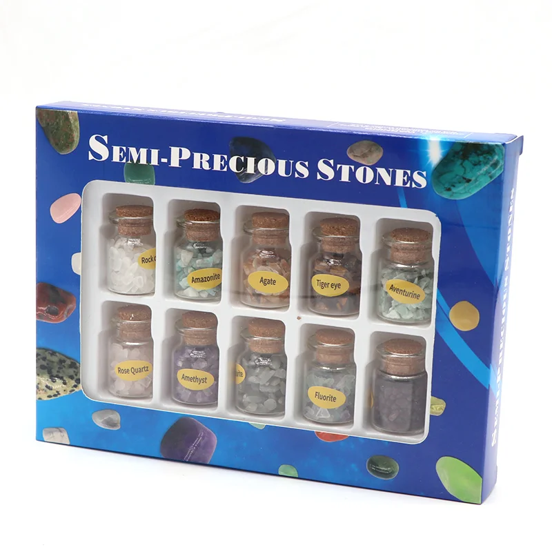 10 шт. набор натуральный кристалл камень Гравий бутылки желаний необработанные