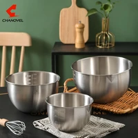 chanovel 304 stainless steel mixing bowl salad bowls with lid cooking baking bowls set kitchen deep mixing egg bowls with scale