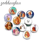 Disney леди и Бродяга собаки 10 шт. круглый фото стекло 18 мм кнопки для 18 мм Оснастки браслеты ювелирные изделия