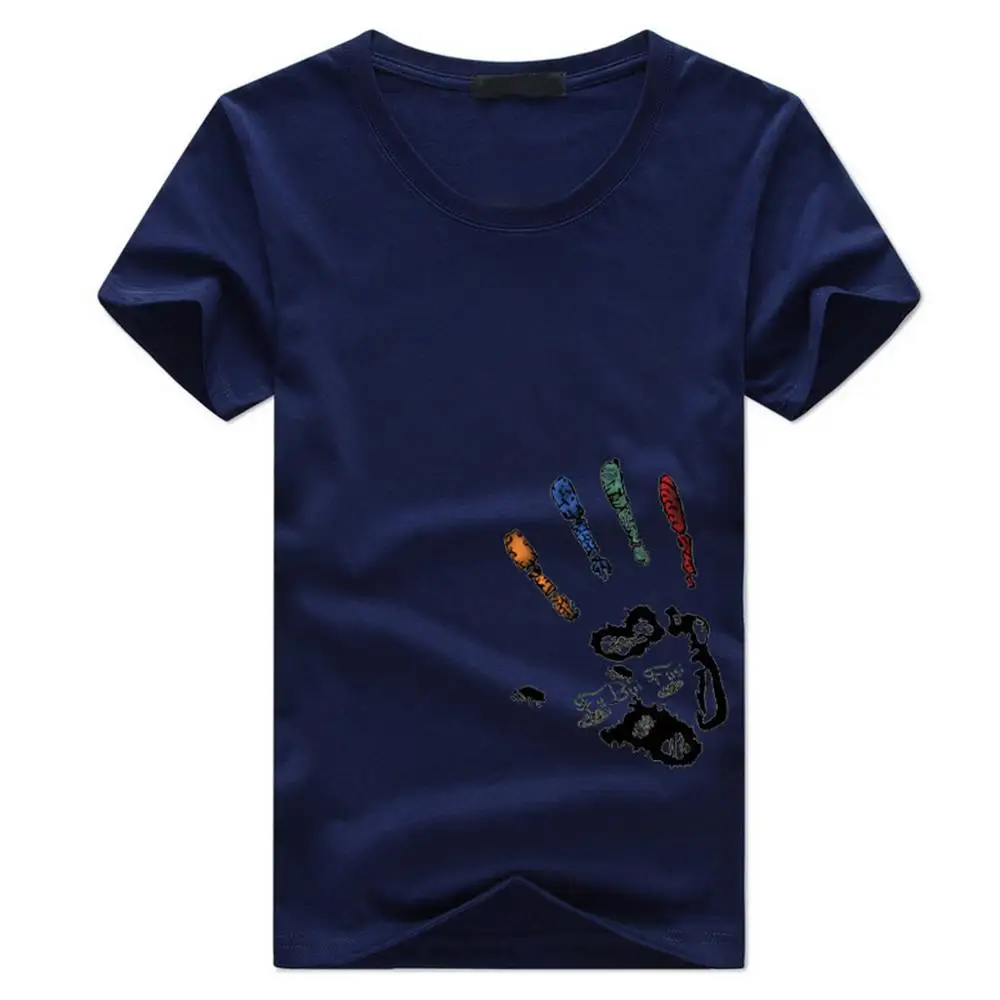Тёмно-синий High Quality Fashion Mens T Shirts Casual Short Sleeve T-shirt Mens Printed Casual Cotton Tee Shirt Summer Clothing 5XL - Цвет: Тёмно-синий