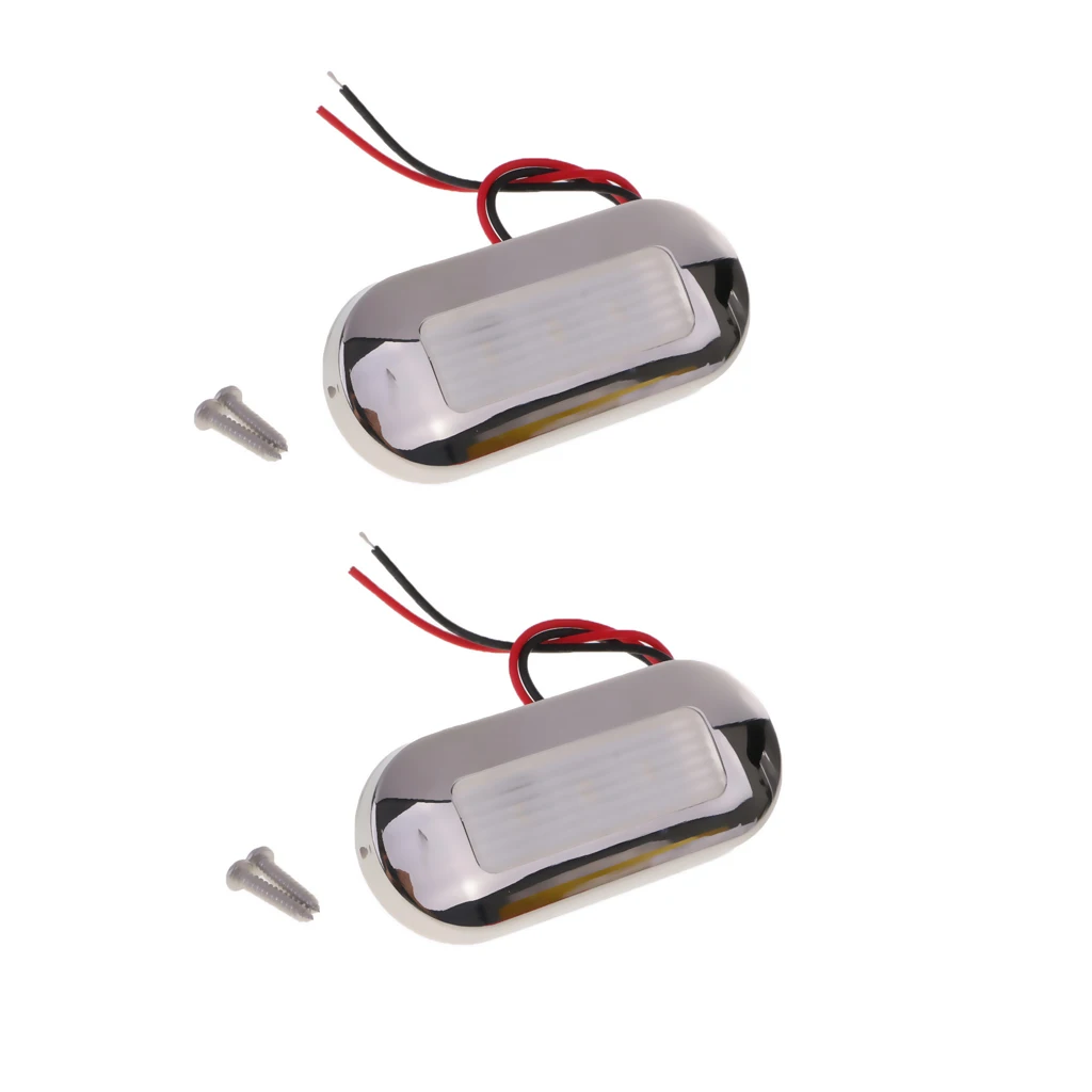 2 шт светодиодный продолговатый Свет 12V белый полированный нержавеющий RV лодка морской