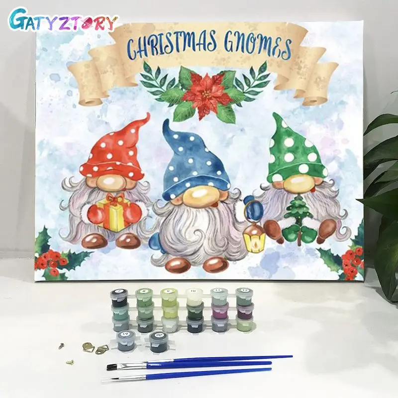 

GATYZTORY 60x75CM Painting By Numbers Cartoon Canvas Painting Wall Art Handmade Acrylic Paint For Merry Christmas Decor