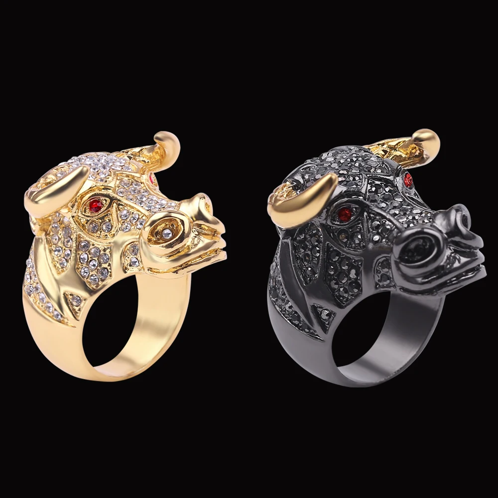 Европейская и американская мода голова быка металлическое кольцо властителя