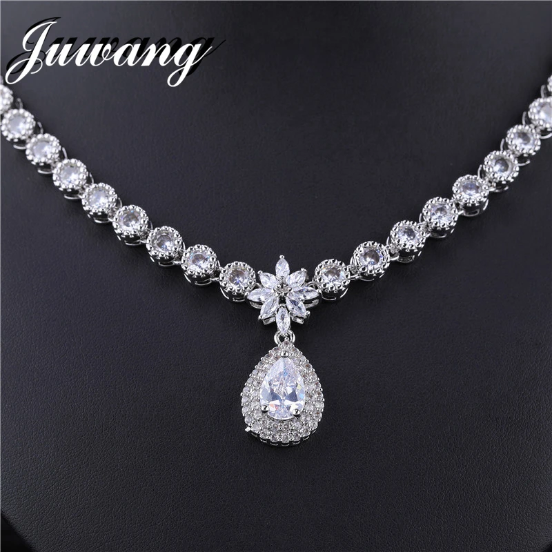 JUWANG имитация наборы свадебных ювелирных изделий чистая большая капля воды