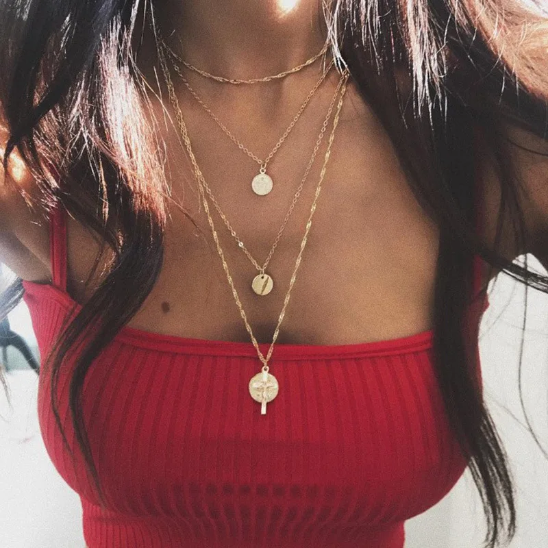 

HebeDeer Cross Trendy Girl Multilayer Necklace Chain Women Rose Gold Color Bohemia Necklaces Jewelry Lovers Kpop Collares
