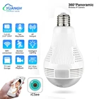 Беспроводная IP-камера ICSEE HD 1080P светильник лампочкой 360, Панорамное видеонаблюдение, Wi-Fi камера рыбий глаз, ночное видение, двухстороннее аудио