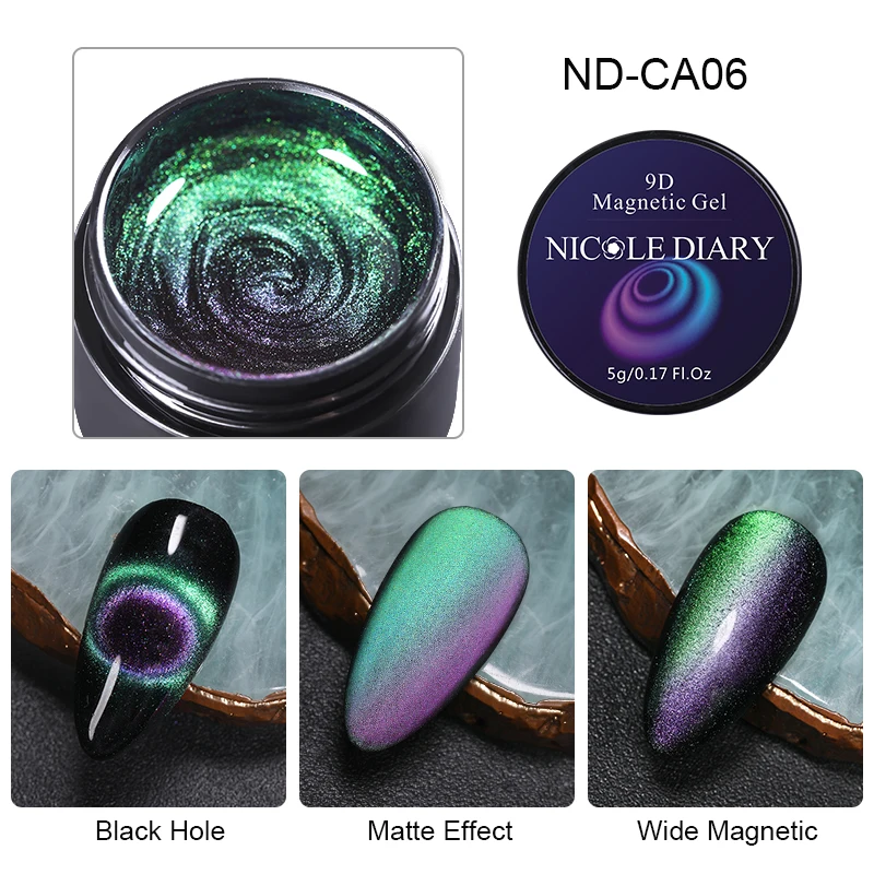 ND-CA06 NICOLE DIARY 8 мл голографический кошачий глаз гель Магнитный УФ-гель для ногтей лак магнит УФ светодиодный гель-лампа маникюрный лак Искусство DIY - Цвет: ND-CA06