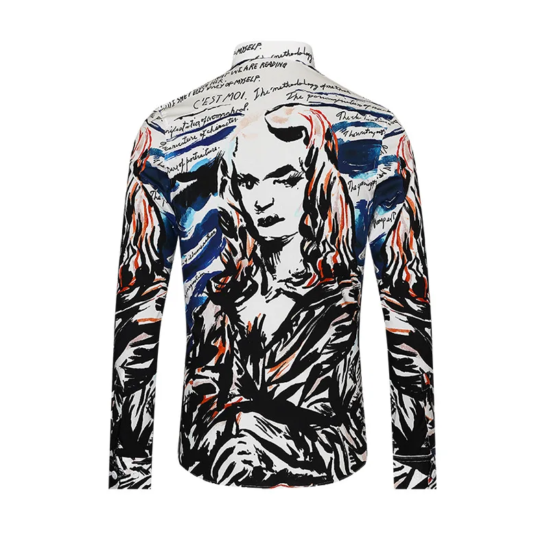 Мужская хлопковая рубашка с длинным рукавом модельная модная дизайнерская