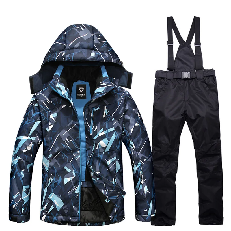 Мужской лыжный костюм зимняя теплая ветрозащитная водонепроницаемая куртка и