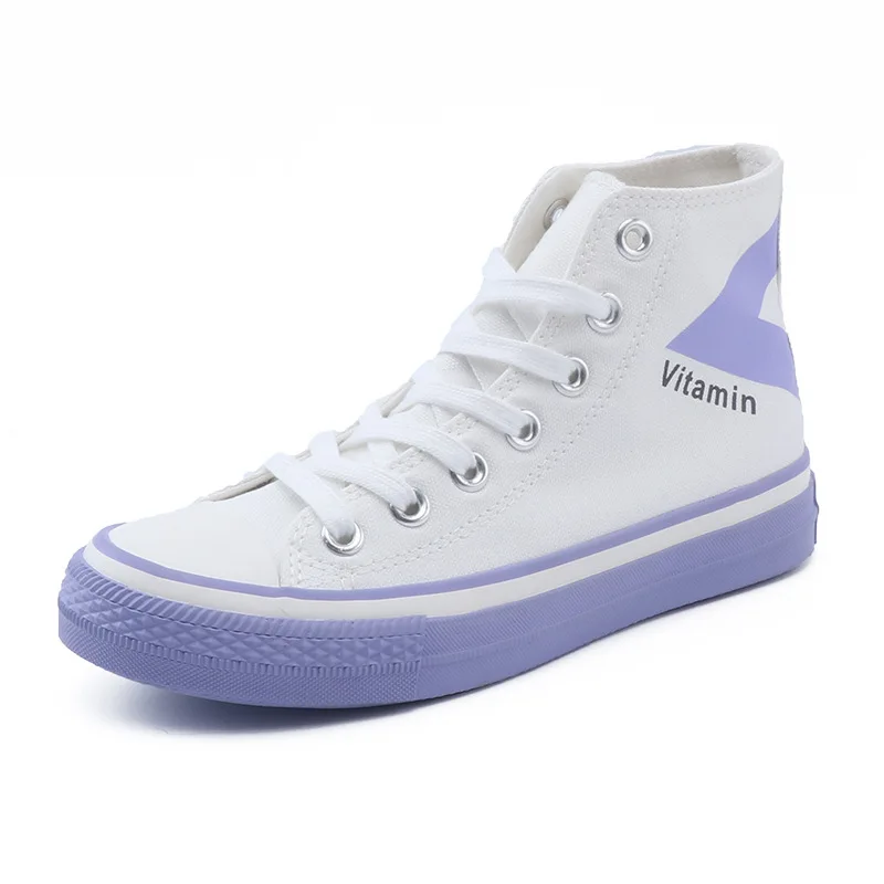 

Vintamin White Shoes Women High Top Sneakers Vulcanize 2021 Spring New Female Casual White Canvas Sneakers for Women Spring