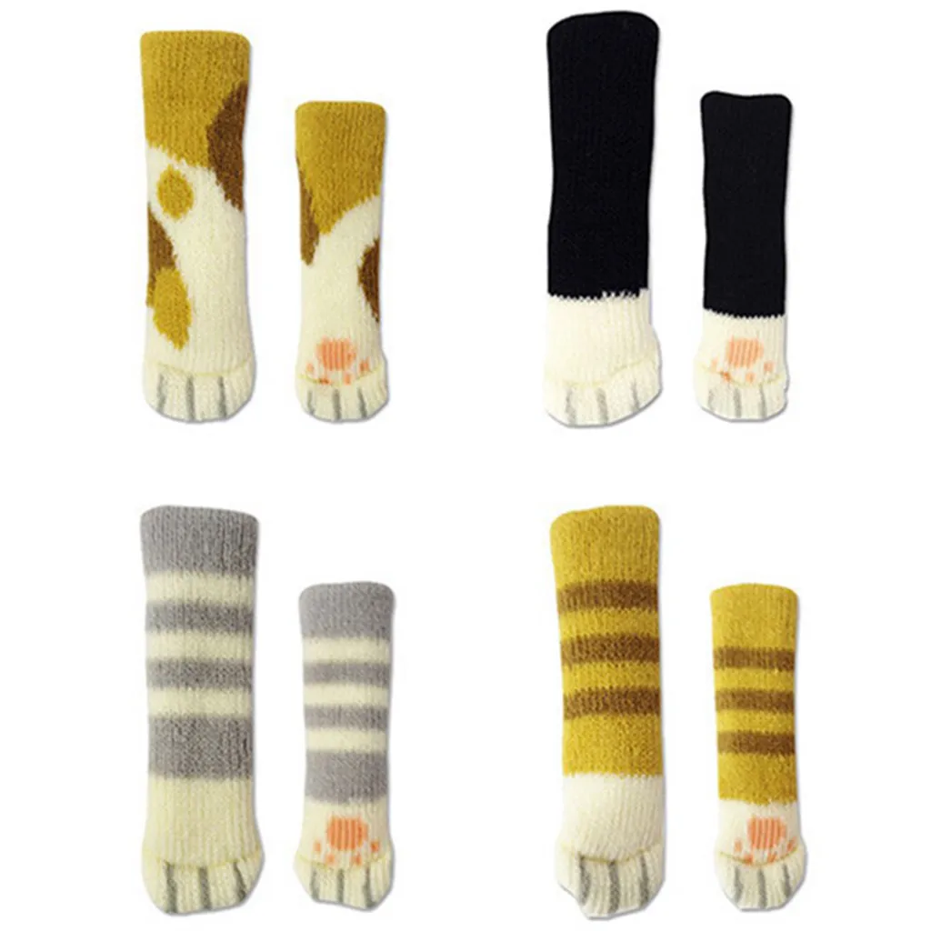 

4-piece set of chair legs, socks, floor protection, furniture foot cover, cat scratch knitted wool socks, non-slip table legs