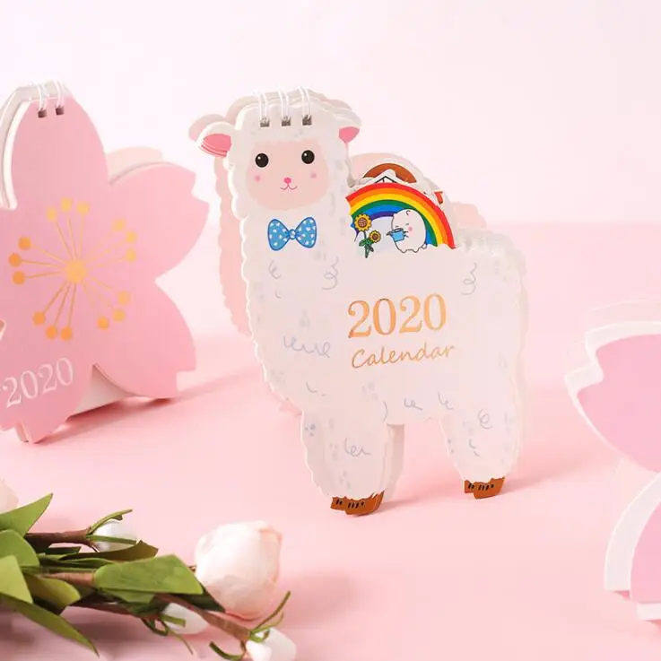2019 07 ~ 2020 12 Kawaii Единорог календарь Кот лазер мини настольный планировщик памятки