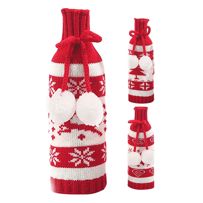

Cute Christmas Wine Bottle Cover Knitted Wine Bottle Sweater For Holiday Party Christmas Table Home Decoration
