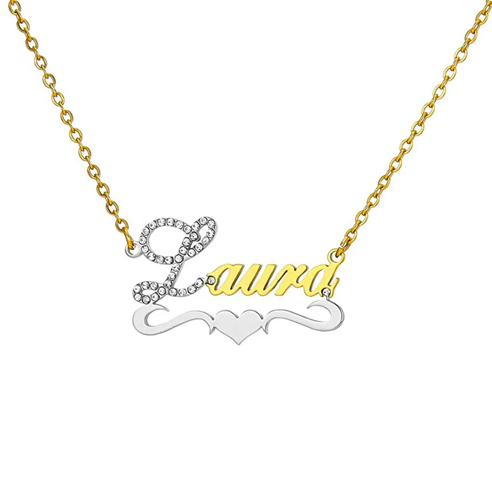 

Fashion Crystal Name Necklace Custom Diamond Pendant Stainless Steel Women Jewery Cursive Letter Necklaces Choker K Gifts